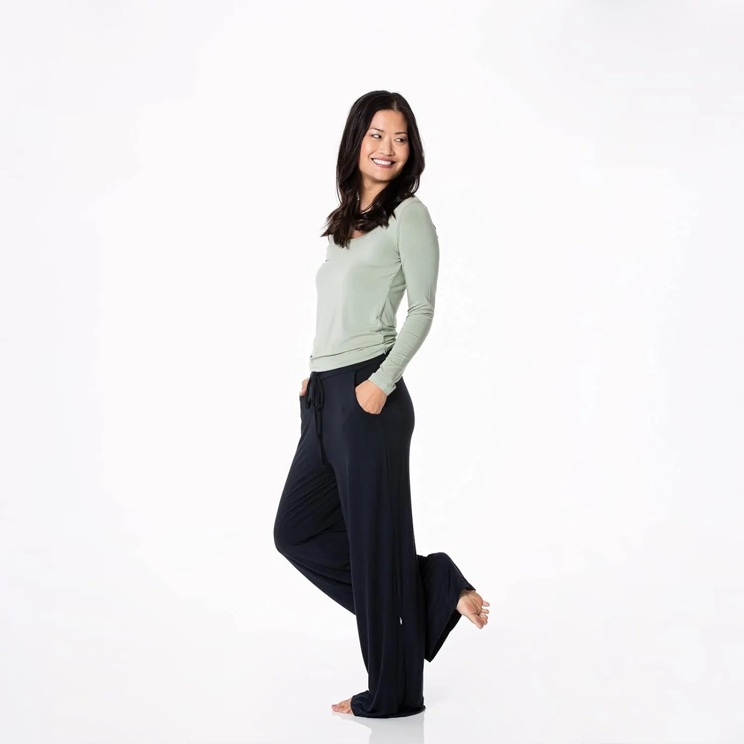 KICKEE Womens Solid Color Lounge Pants, Extra Soft Viscose from Bamboo, Comfortable Loungewear for Women