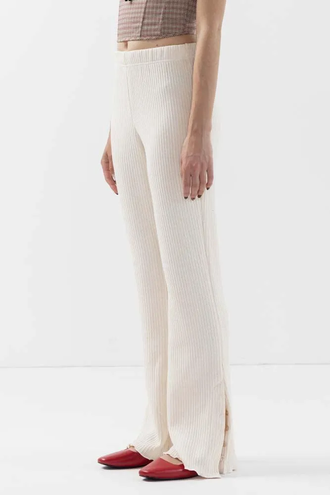 Kylie Button Boot Cut Pants in Ivory