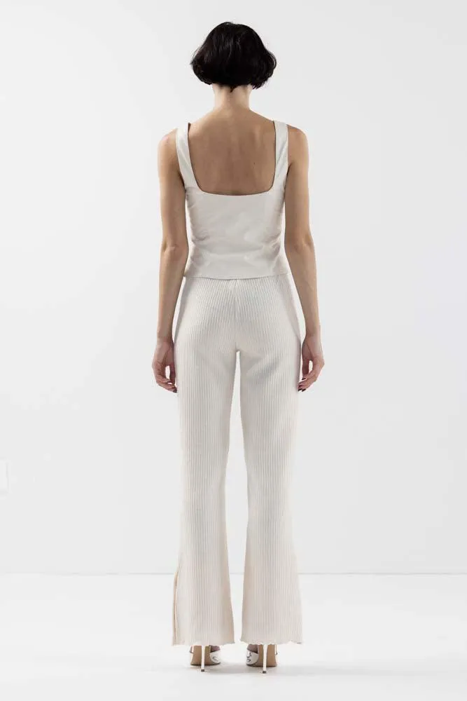 Kylie Button Boot Cut Pants in Ivory