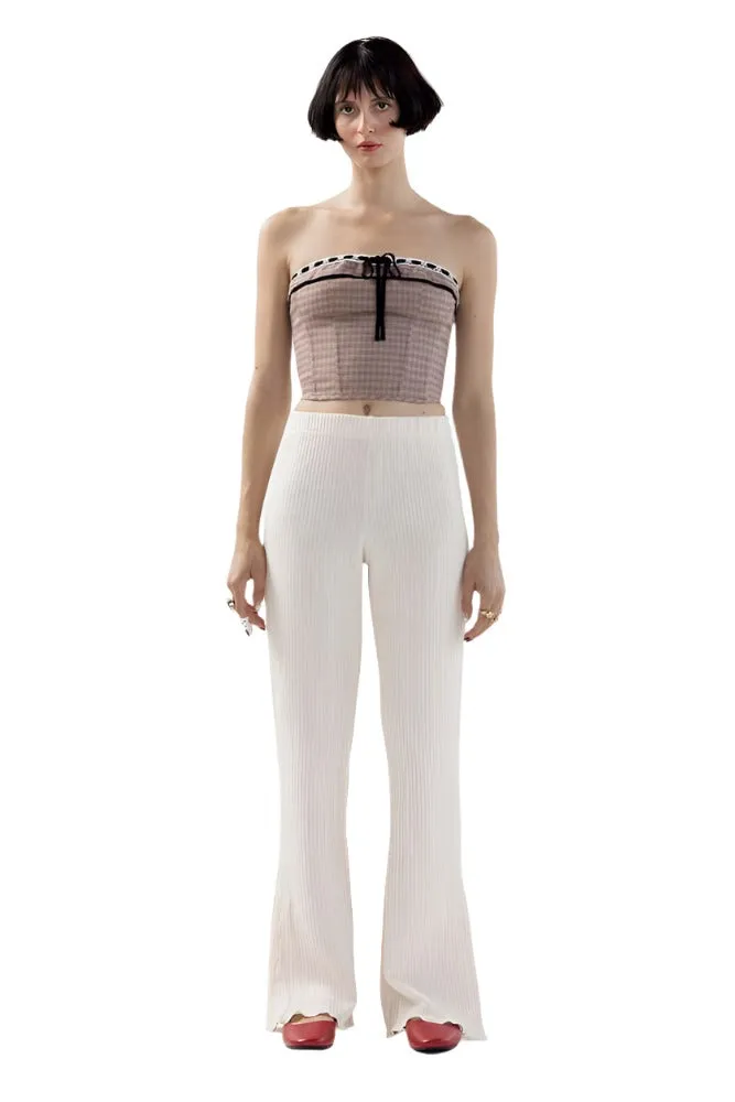 Kylie Button Boot Cut Pants in Ivory