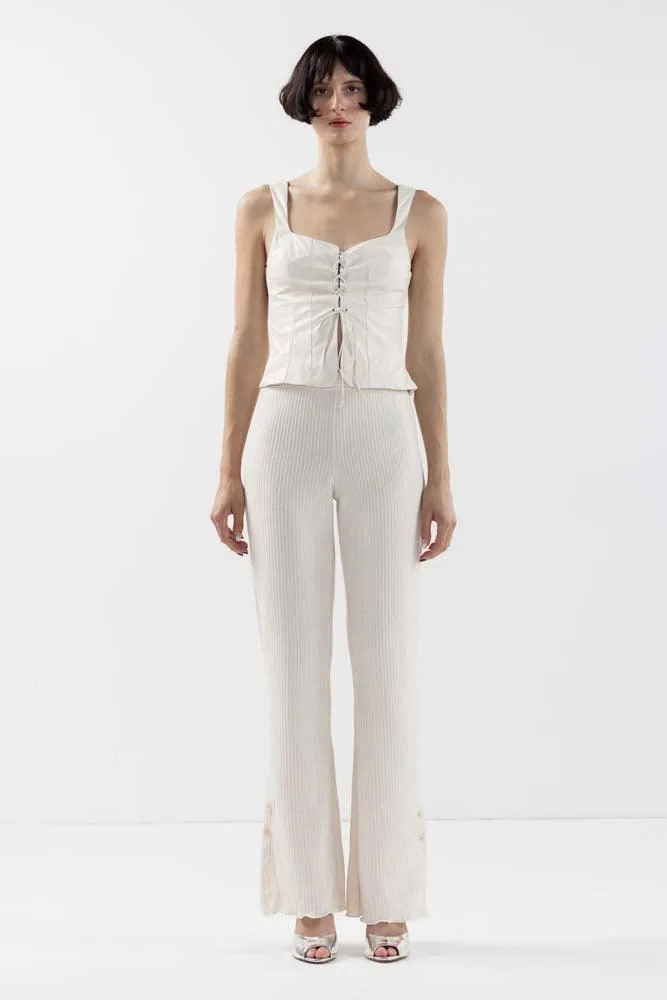 Kylie Button Boot Cut Pants in Ivory