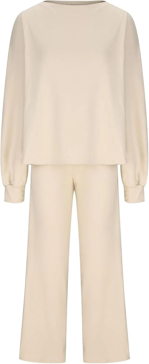 Lastesso Ladies Loungewear Sets Fuzzy Outfits Sets 2 Piece Loose Fit Solid Lounge Wear Comfortable Spring Life Homewear