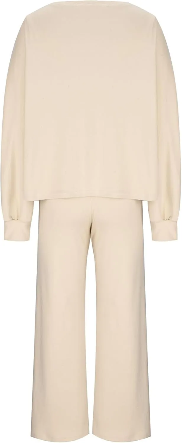 Lastesso Ladies Loungewear Sets Fuzzy Outfits Sets 2 Piece Loose Fit Solid Lounge Wear Comfortable Spring Life Homewear