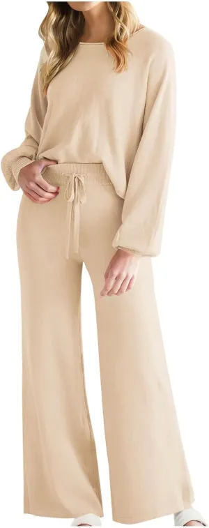 Lastesso Ladies Loungewear Sets Fuzzy Outfits Sets 2 Piece Loose Fit Solid Lounge Wear Comfortable Spring Life Homewear