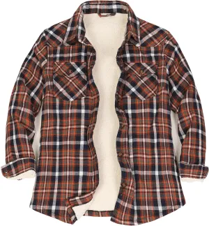 Lisskolo Women's Sherpa Flannel Jacket with Hand Pockets,Warm Fleece Lined Button Up Plaid Flannel Shirt Jackets