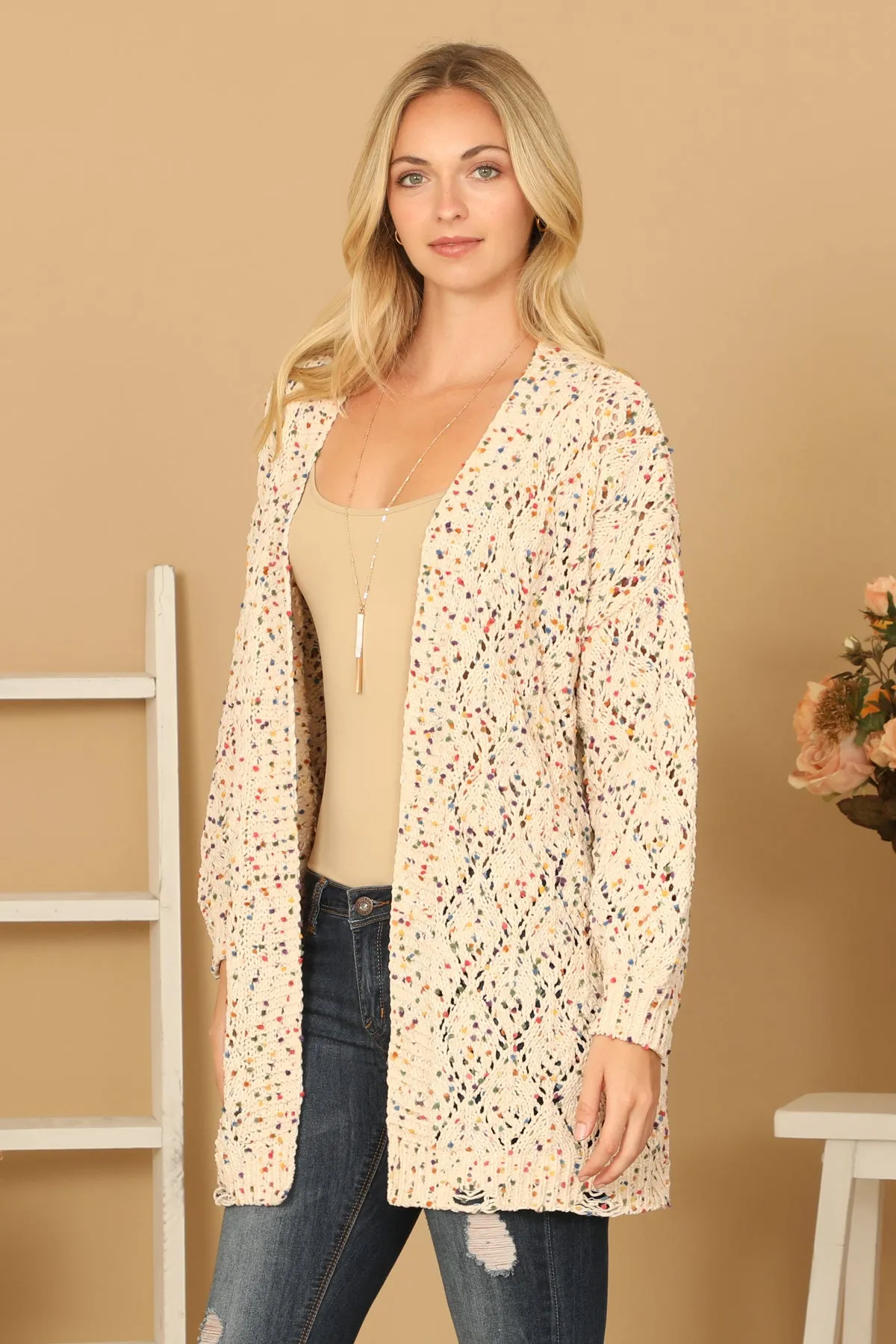 LONG SLEEVE CROCHET CARDIGAN