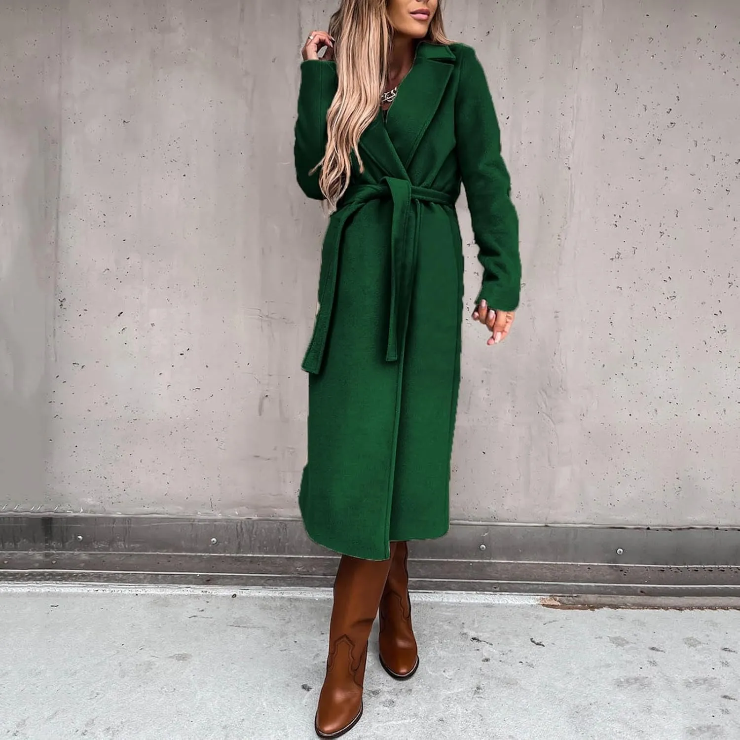 Long Trench Coats for Women Fashion Elegant Jacket Trench Coats Fall Winter Classic Lapel Windbreaker with Belt