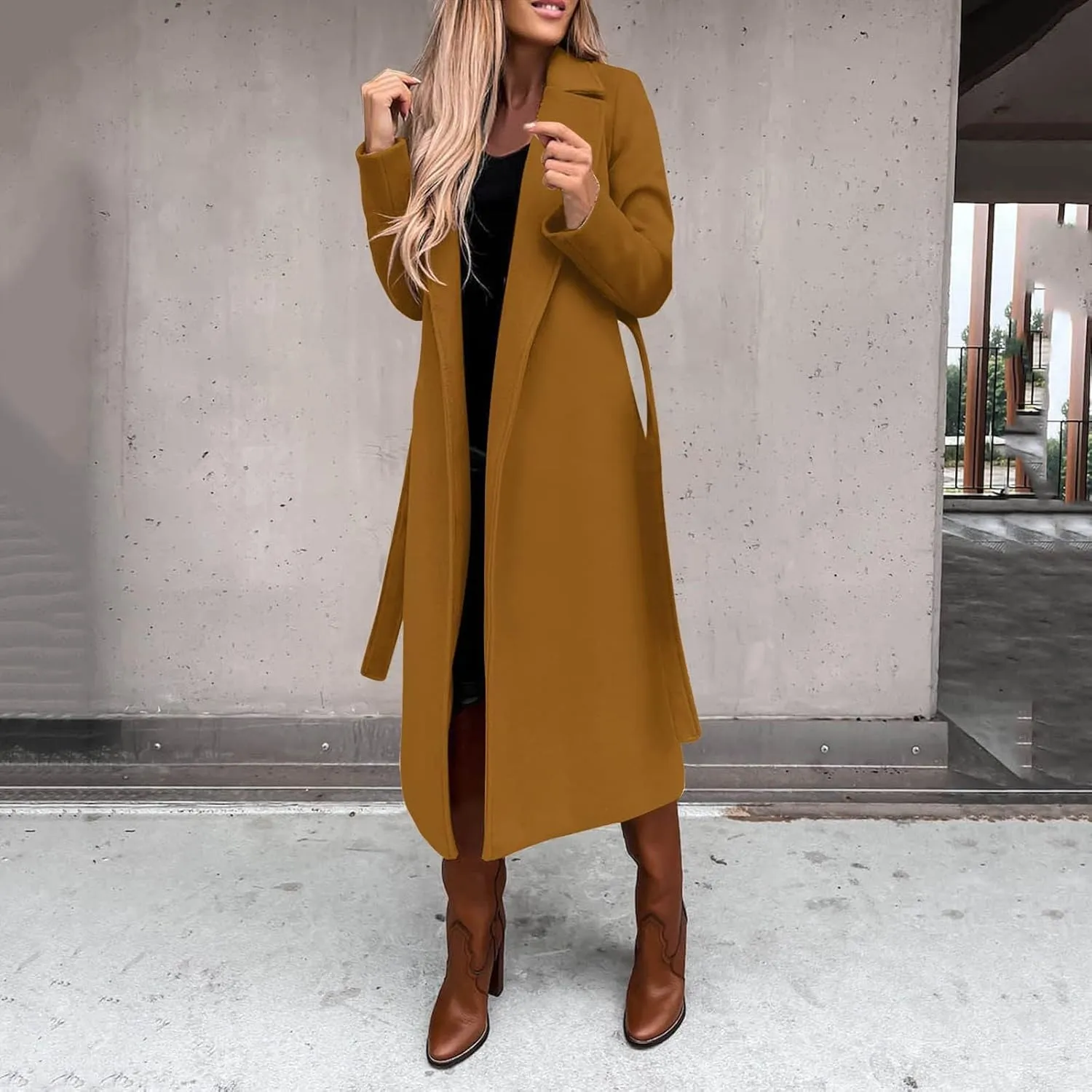 Long Trench Coats for Women Fashion Elegant Jacket Trench Coats Fall Winter Classic Lapel Windbreaker with Belt