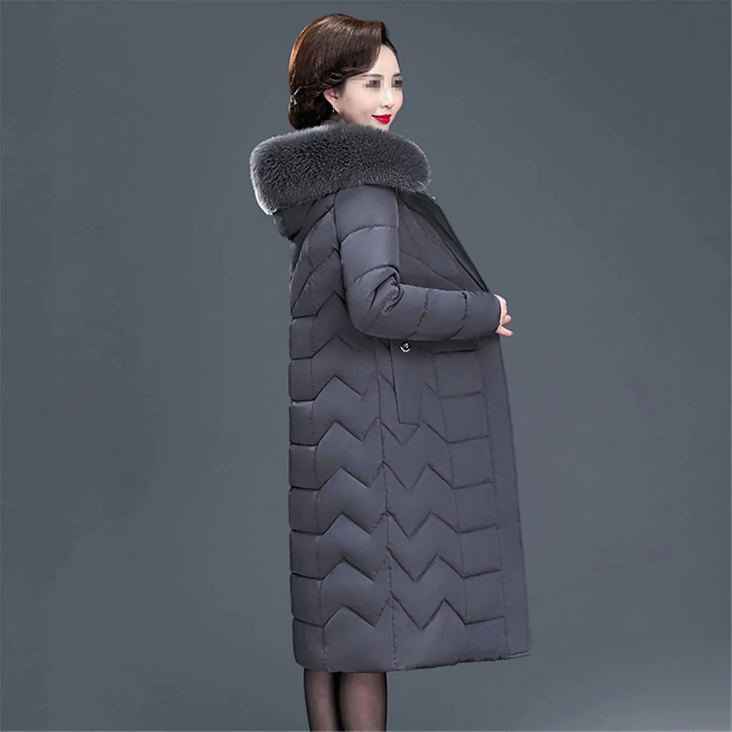 Long Women's Winter Jackets Hooded Female Parkas With Fur Collar Office Ladies Slim Cotton Padded Thick Coat