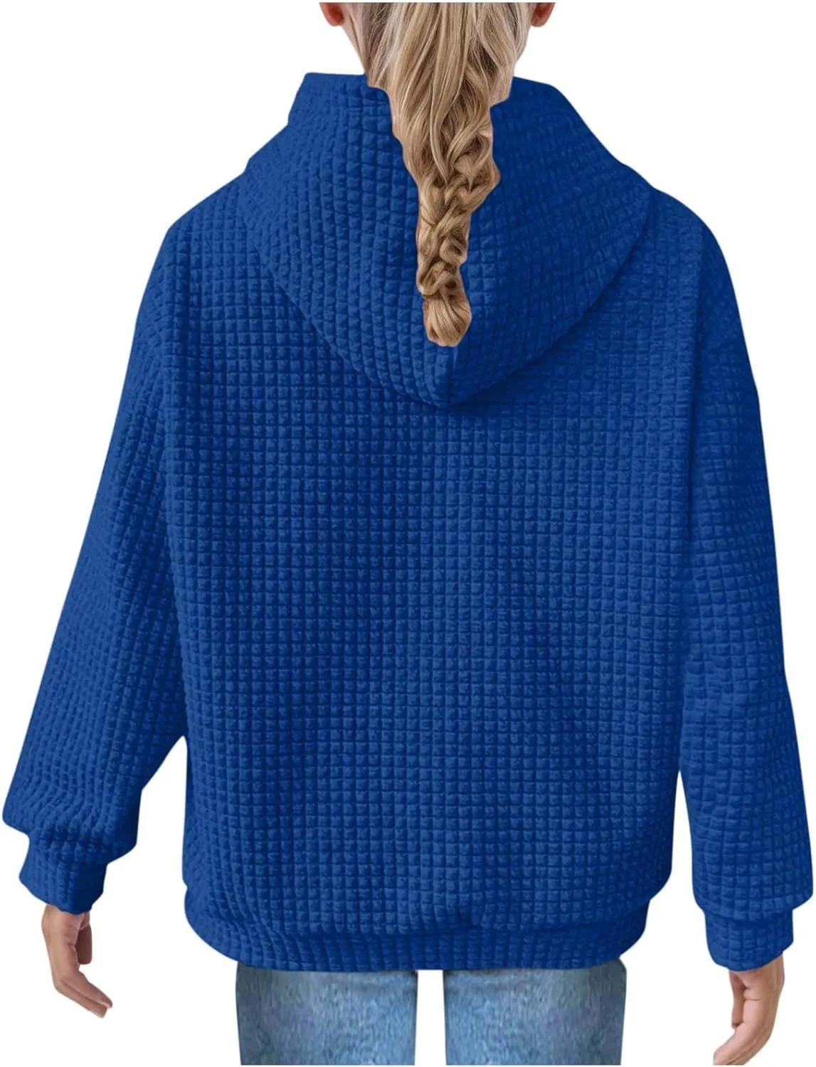 LRMQS Cute Hoodies for Teen Girls Trendy Preppy Waffle Hooded Sweatshirts Oversized Long Sleeve Sweater Tween Girl Clothes