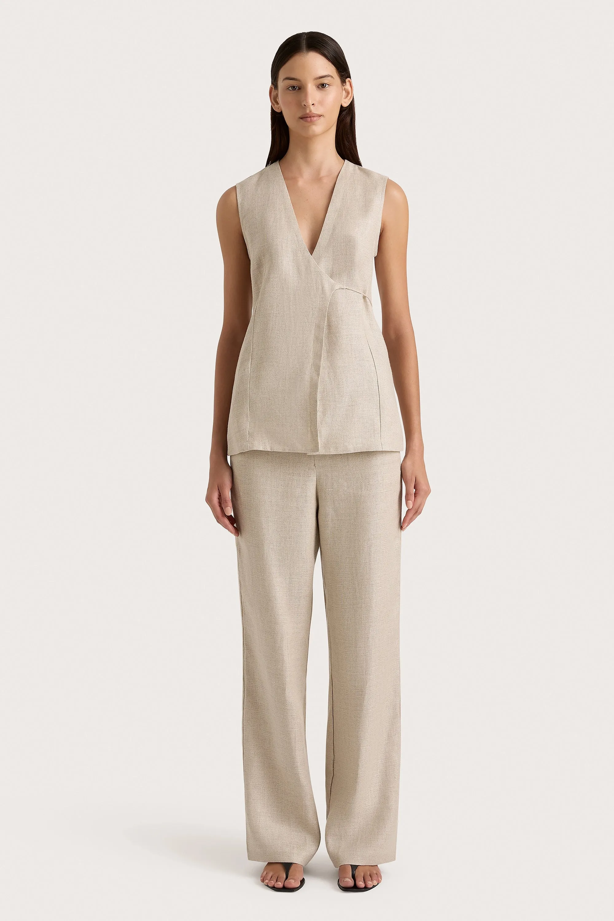 Lulea Wrap Vest Oatmeal - Final Sale