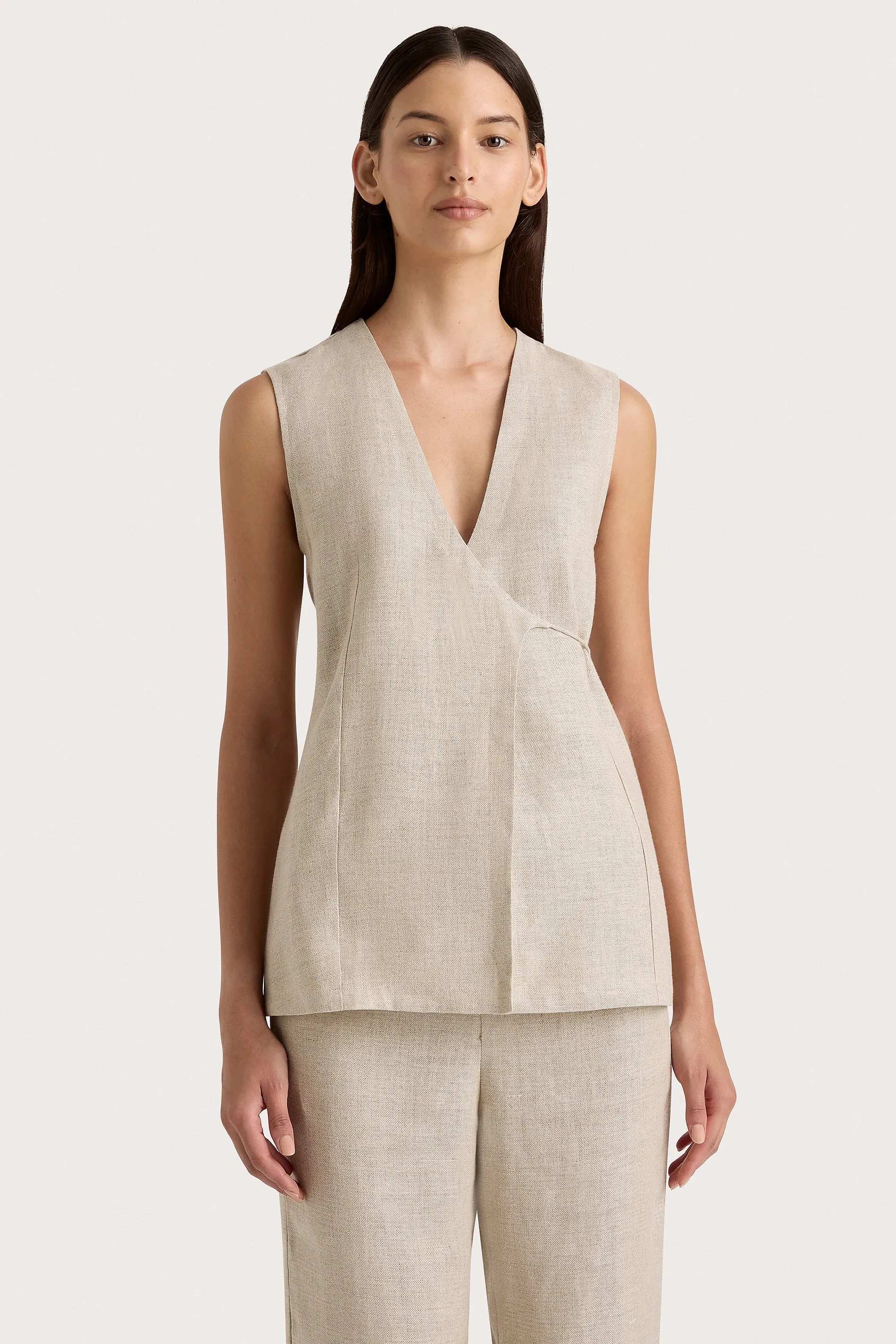 Lulea Wrap Vest Oatmeal - Final Sale