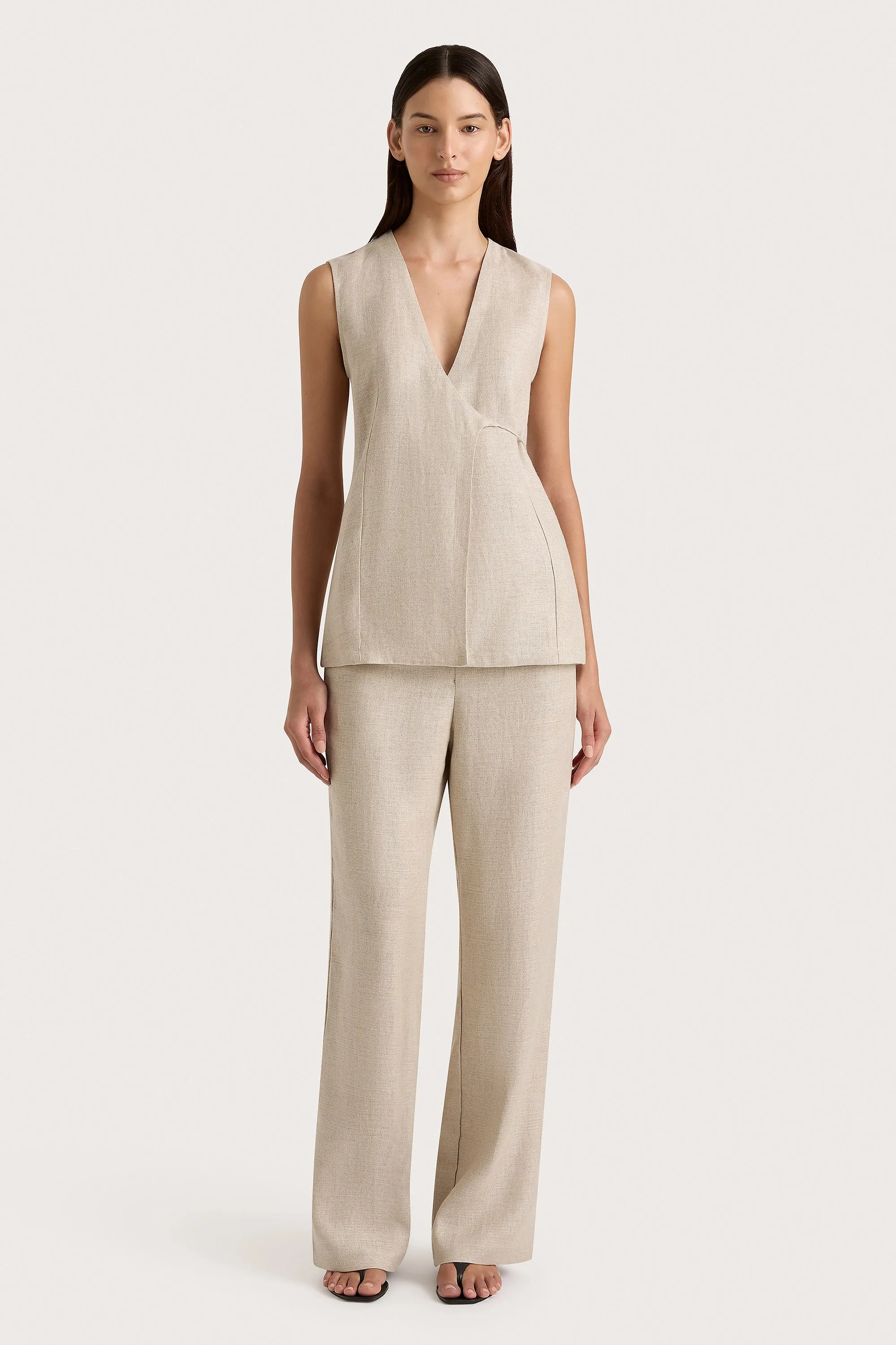Lulea Wrap Vest Oatmeal - Final Sale