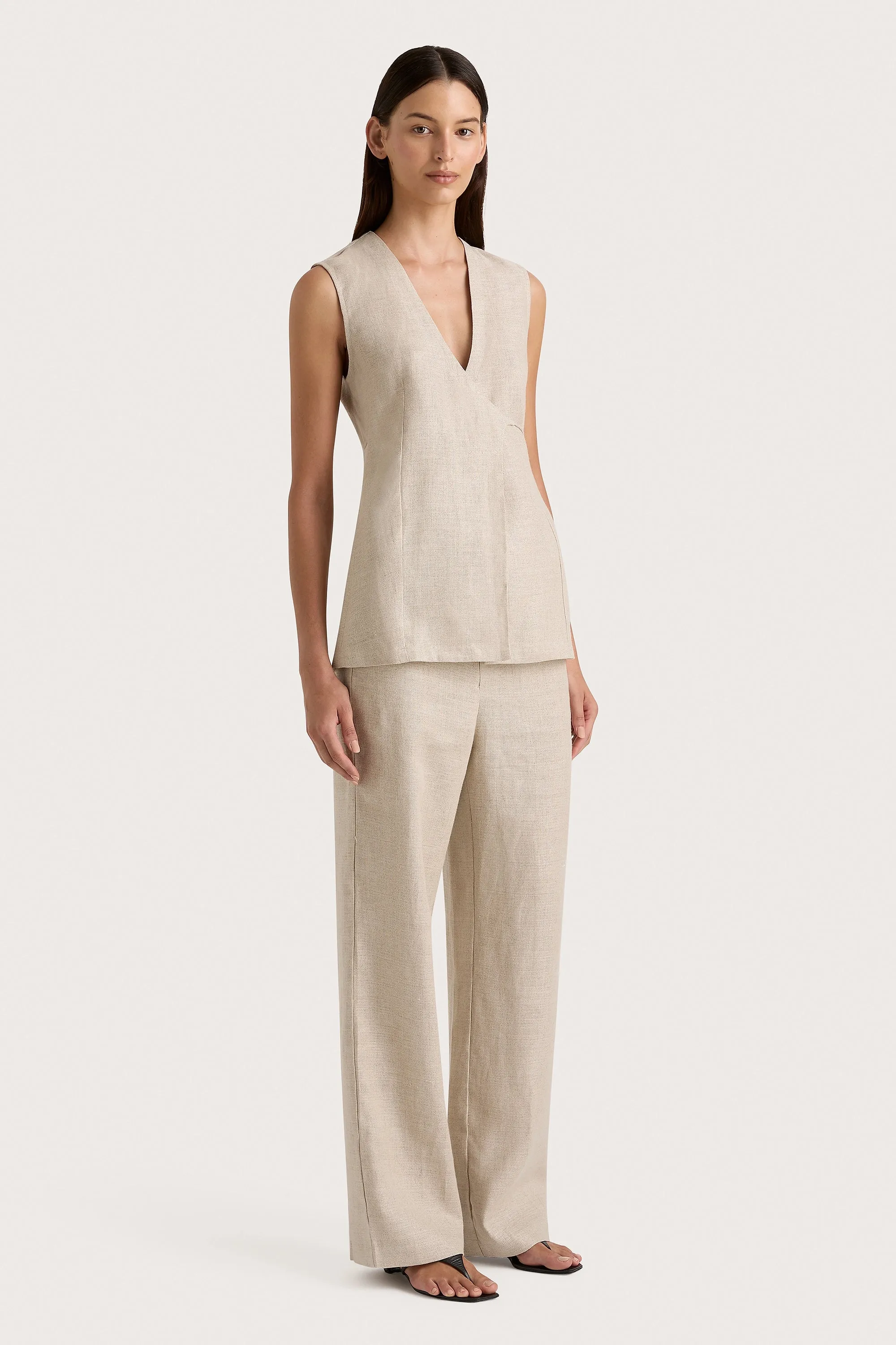 Lulea Wrap Vest Oatmeal - Final Sale