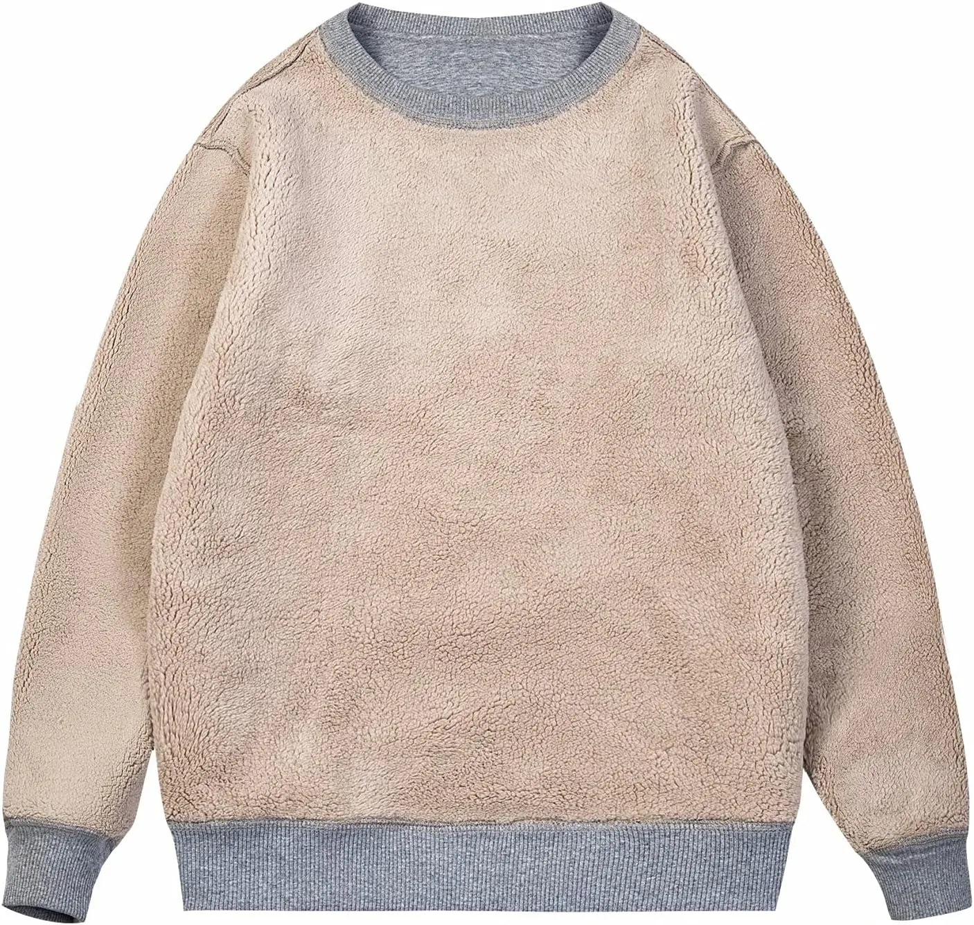 MAGCOMSEN Men's Sherpa Lined Sweatshirts Fleece Pullover Basic Tops Warm Crewneck Winter Sweatshirt