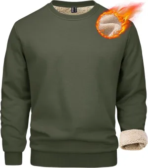 MAGCOMSEN Men's Sherpa Lined Sweatshirts Fleece Pullover Basic Tops Warm Crewneck Winter Sweatshirt