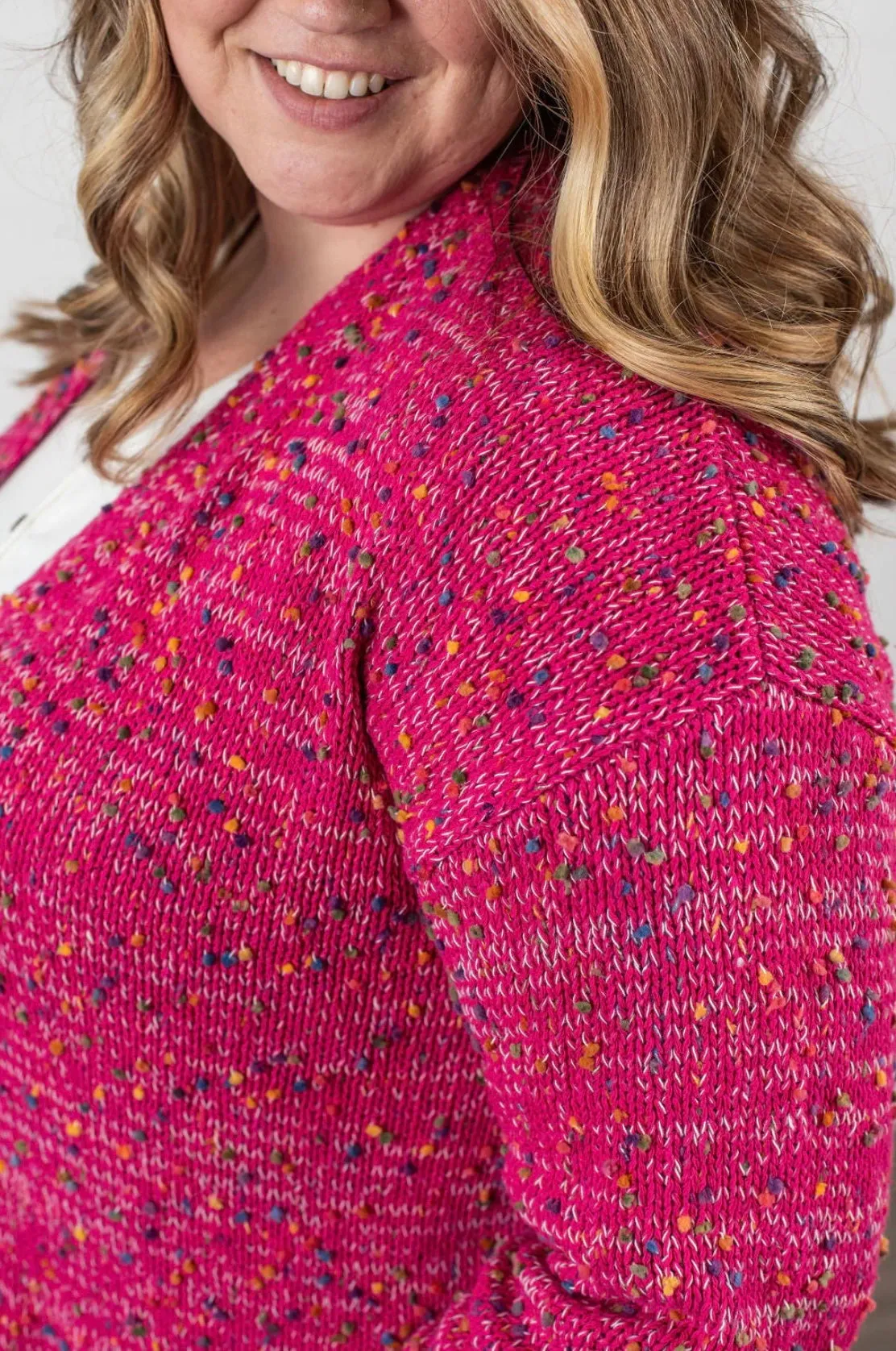 Magenta Confetti Dot Cardigan