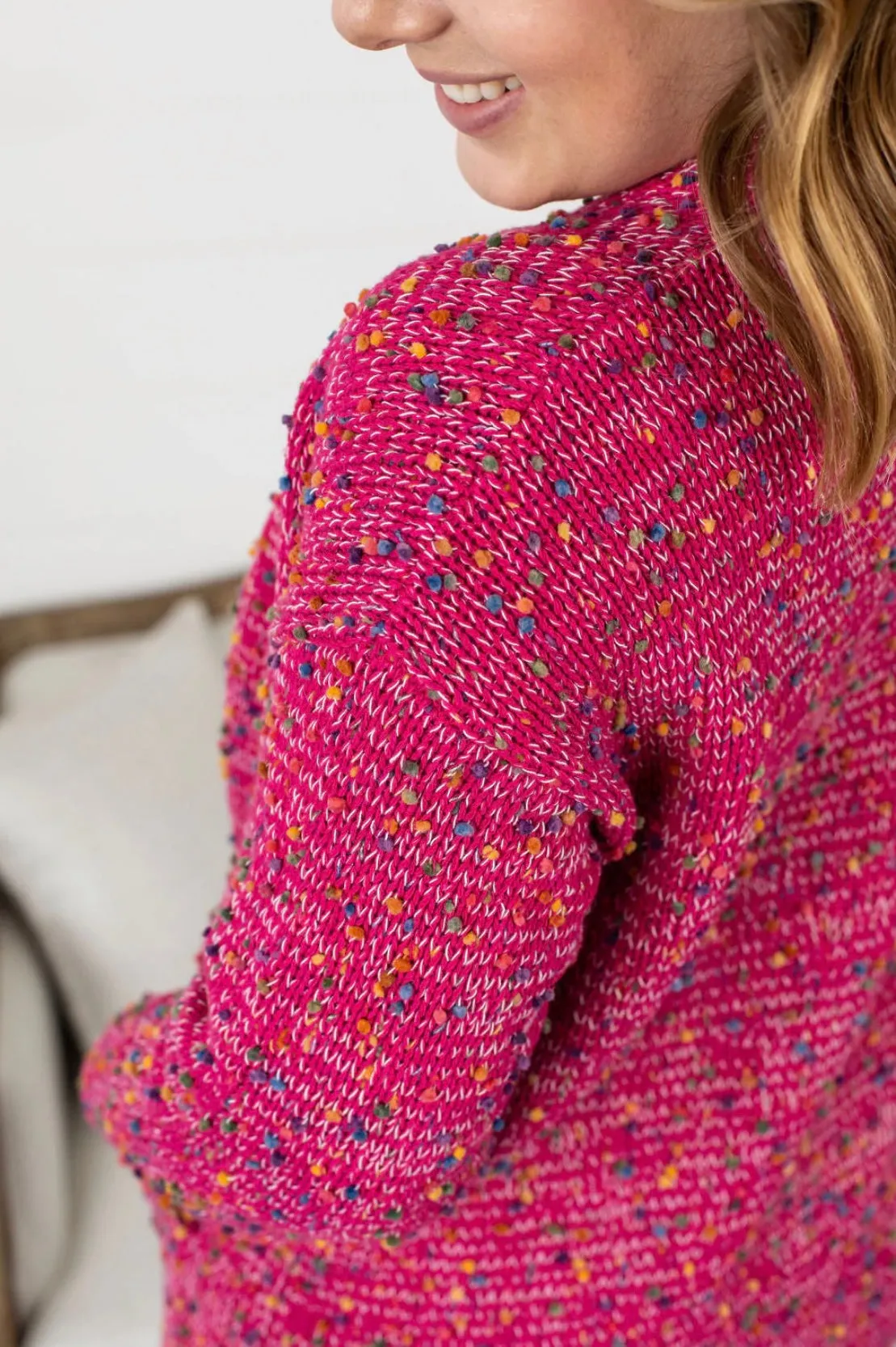 Magenta Confetti Dot Cardigan