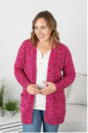 Magenta Confetti Dot Cardigan