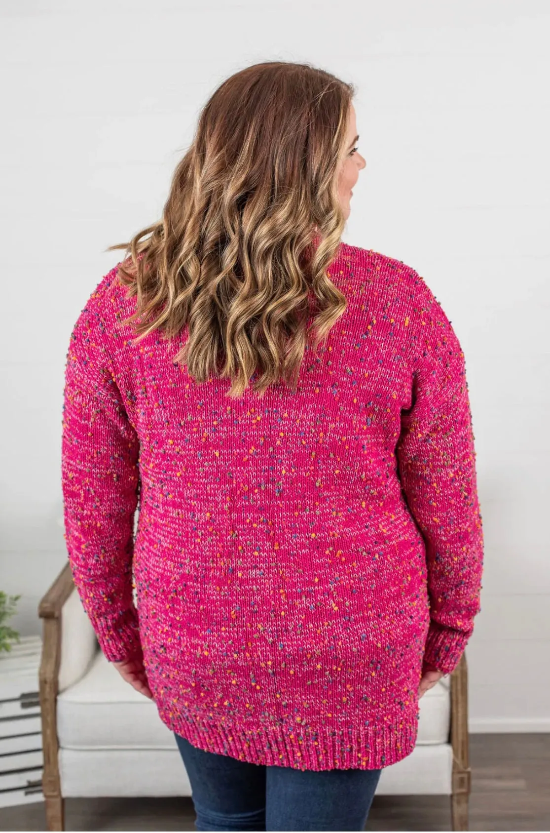 Magenta Confetti Dot Cardigan