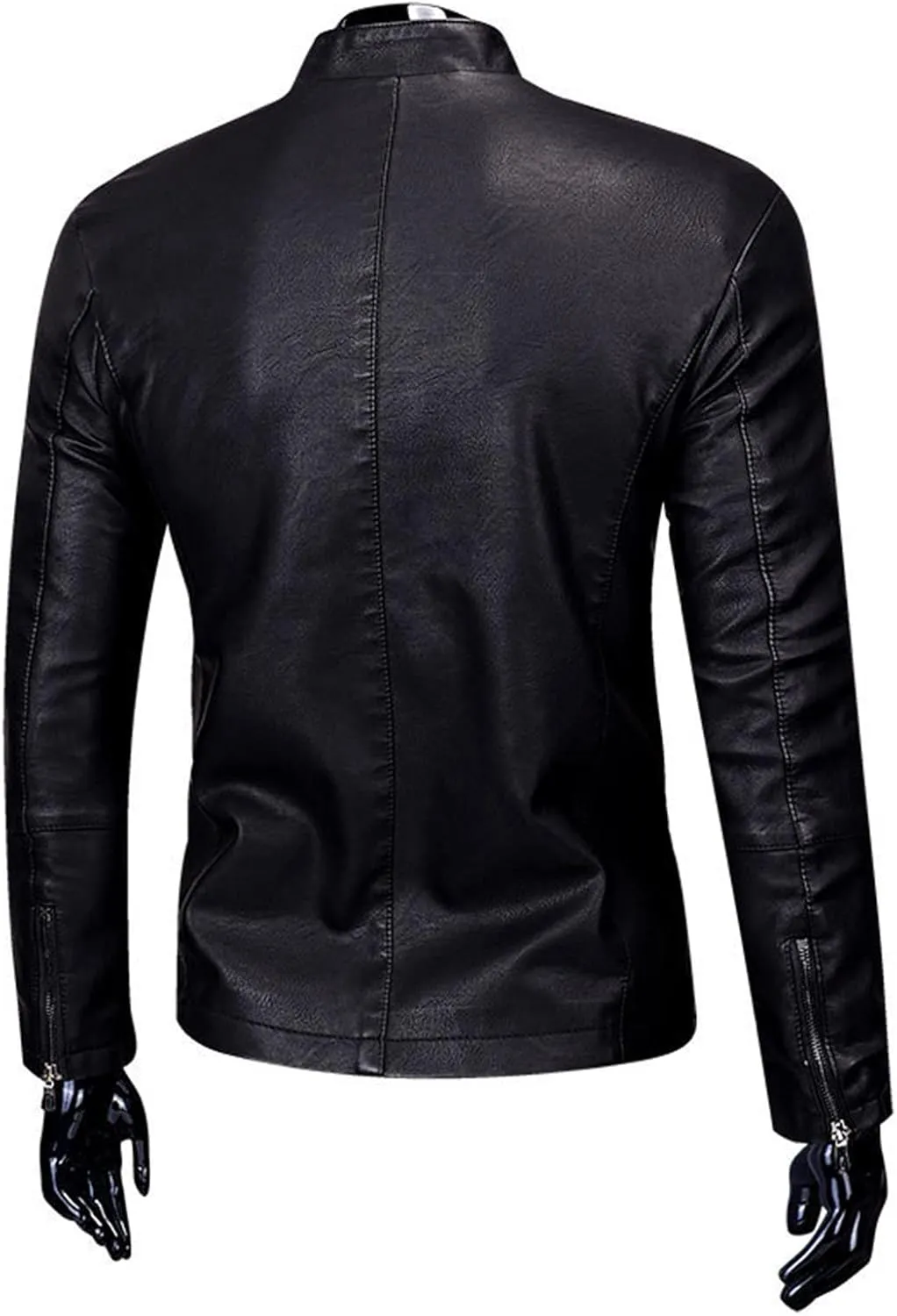 Maiyifu-GJ Men's Faux Leather Lambskin Biker Jacket Winter Warm Motorcycle Outwear Fleece Lined PU Leather Full Zip Jackets