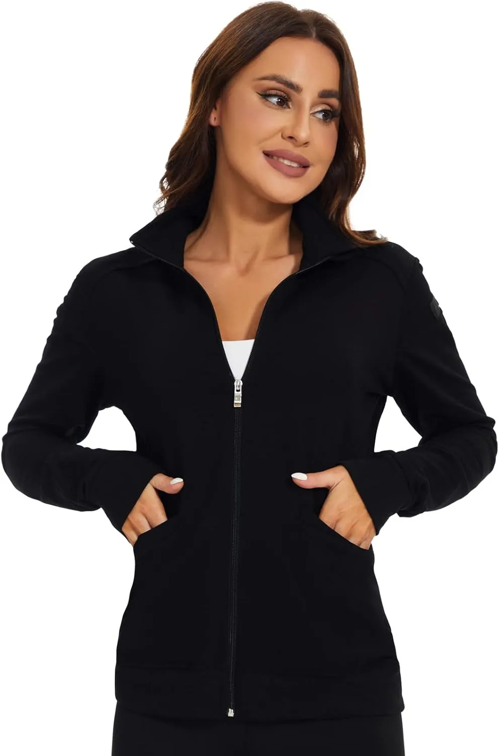 Meanzoo Women's Scrubs Jacket Zip Front Warm-up Jacket