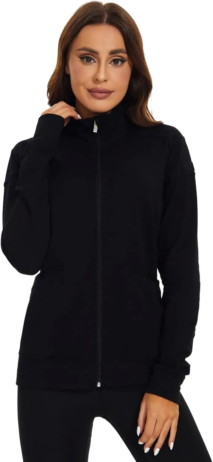 Meanzoo Women's Scrubs Jacket Zip Front Warm-up Jacket