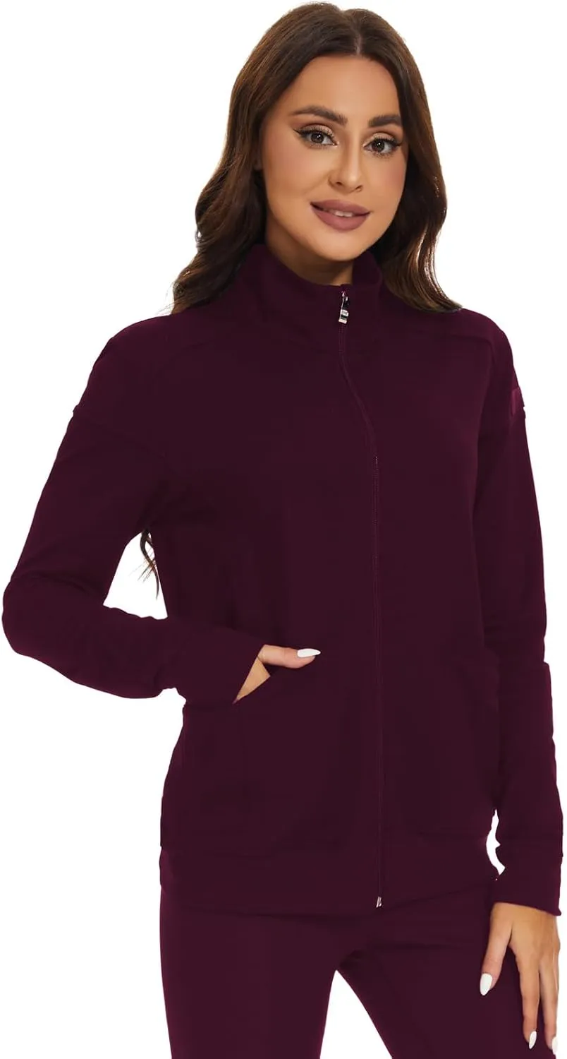 Meanzoo Women's Scrubs Jacket Zip Front Warm-up Jacket