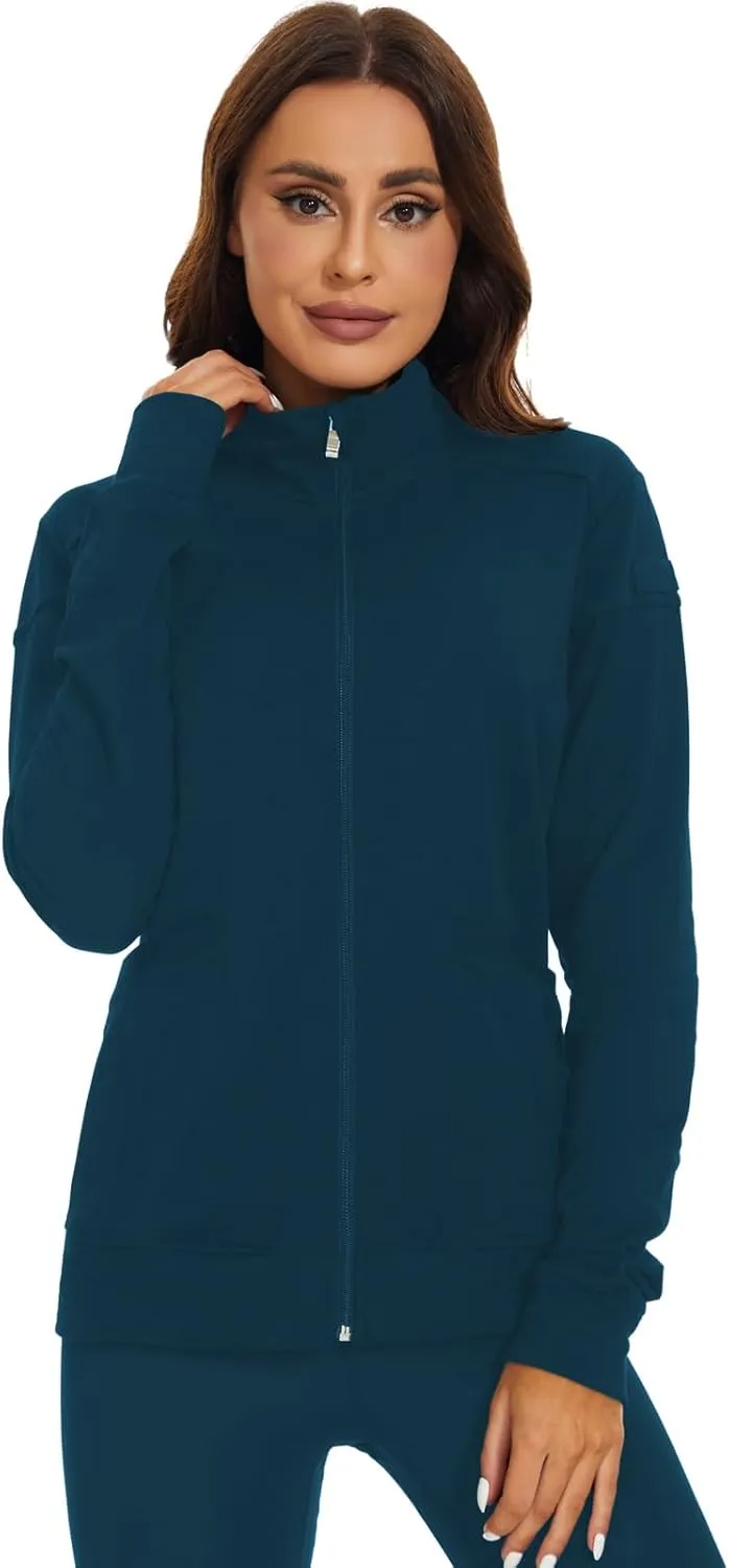 Meanzoo Women's Scrubs Jacket Zip Front Warm-up Jacket
