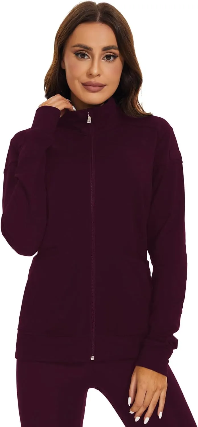 Meanzoo Women's Scrubs Jacket Zip Front Warm-up Jacket
