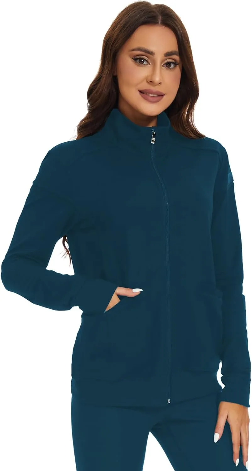 Meanzoo Women's Scrubs Jacket Zip Front Warm-up Jacket