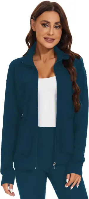 Meanzoo Women's Scrubs Jacket Zip Front Warm-up Jacket