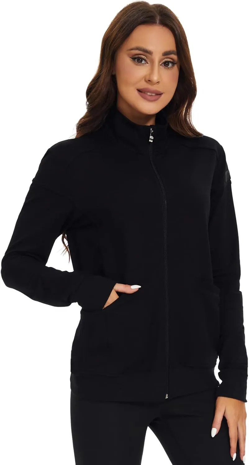Meanzoo Women's Scrubs Jacket Zip Front Warm-up Jacket