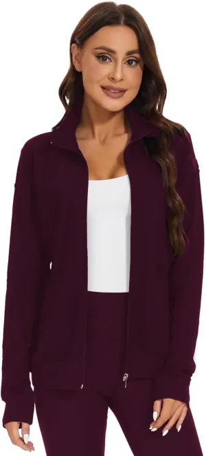 Meanzoo Women's Scrubs Jacket Zip Front Warm-up Jacket