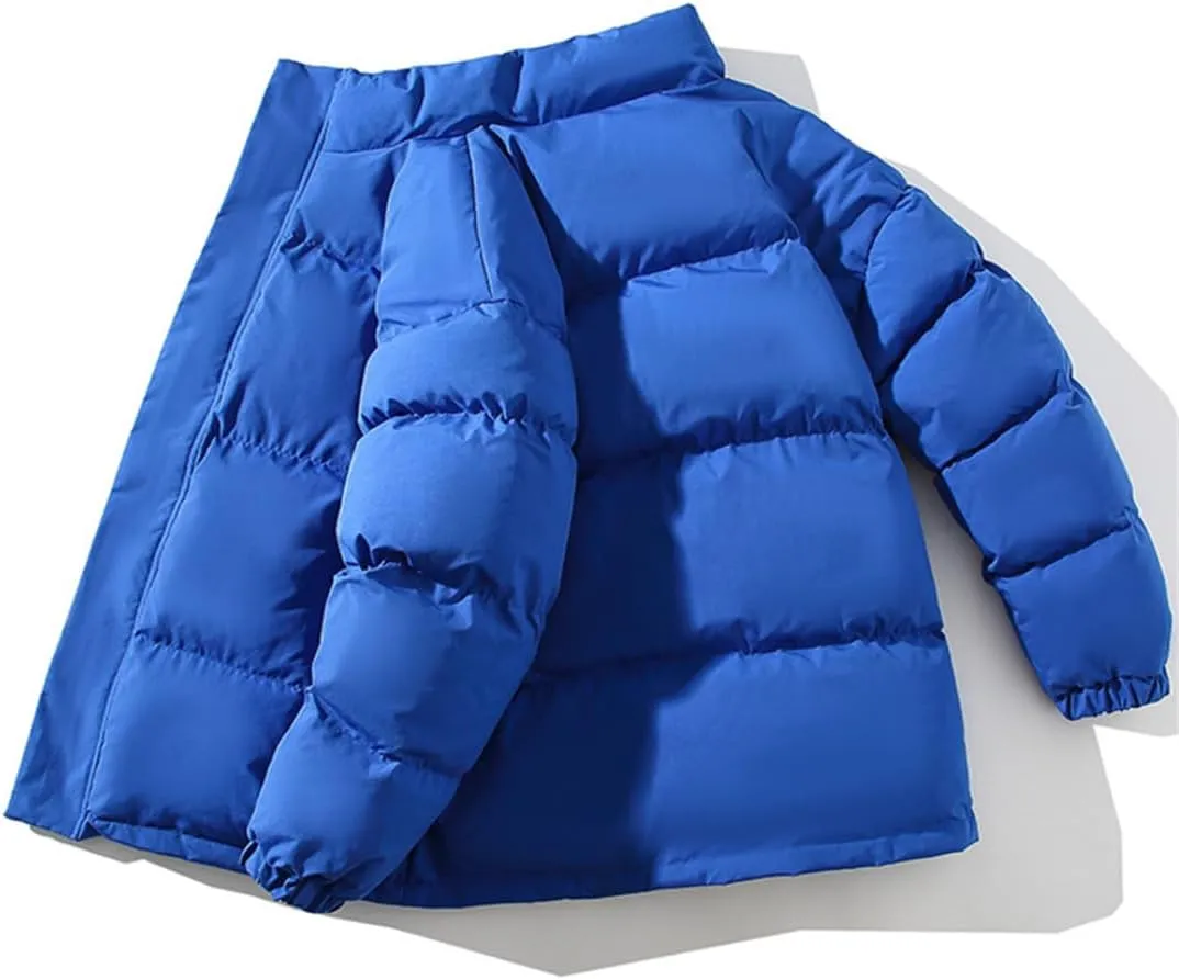 Men Fall Winter Cotton Padded Jacket Coat Thickened Loose Standing Collar Flannel Lining Wadded Jacket