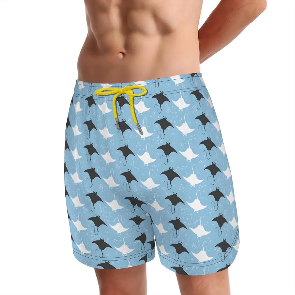 Men's Beach Volleyball Shorts Manta Ray Patterned Aqua Shorts Comfortable Fit Casual Daily Wear