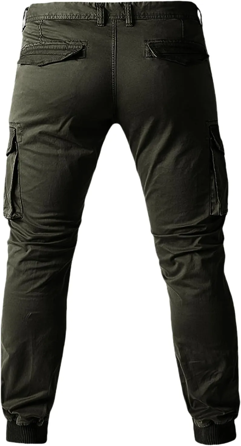 Mens Casual Cargo Pants Tactical Lightweight Sweatpants Fashion Stretch Waist Overalls Workout Slim Fit Trousers
