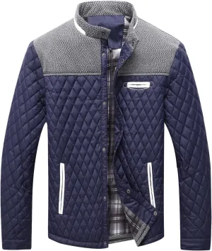 Mens Coat Trend Personality Machine Quilted Clothing Plaid Patchwork Cotton Padded Jacket Men's Ski Jackets plus