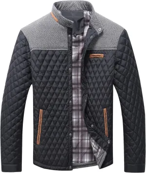 Mens Coat Trend Personality Machine Quilted Clothing Plaid Patchwork Cotton Padded Jacket Men's Ski Jackets plus