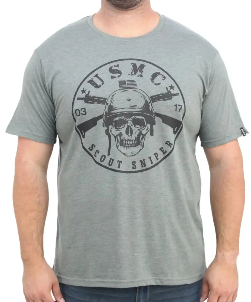 Mens Printed Sniper Skull Tee