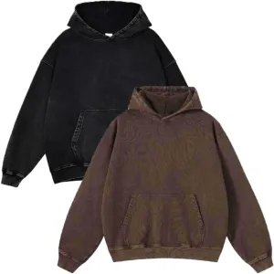 Mi Bo Tong Oversized Vintage Hoodie for Women Cotton Loose Fit Baggy Hooded Sweatshirt Trendy Basic Acid Wash Pullover Top