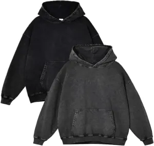 Mi Bo Tong Oversized Vintage Hoodie for Women Cotton Loose Fit Baggy Hooded Sweatshirt Trendy Basic Acid Wash Pullover Top