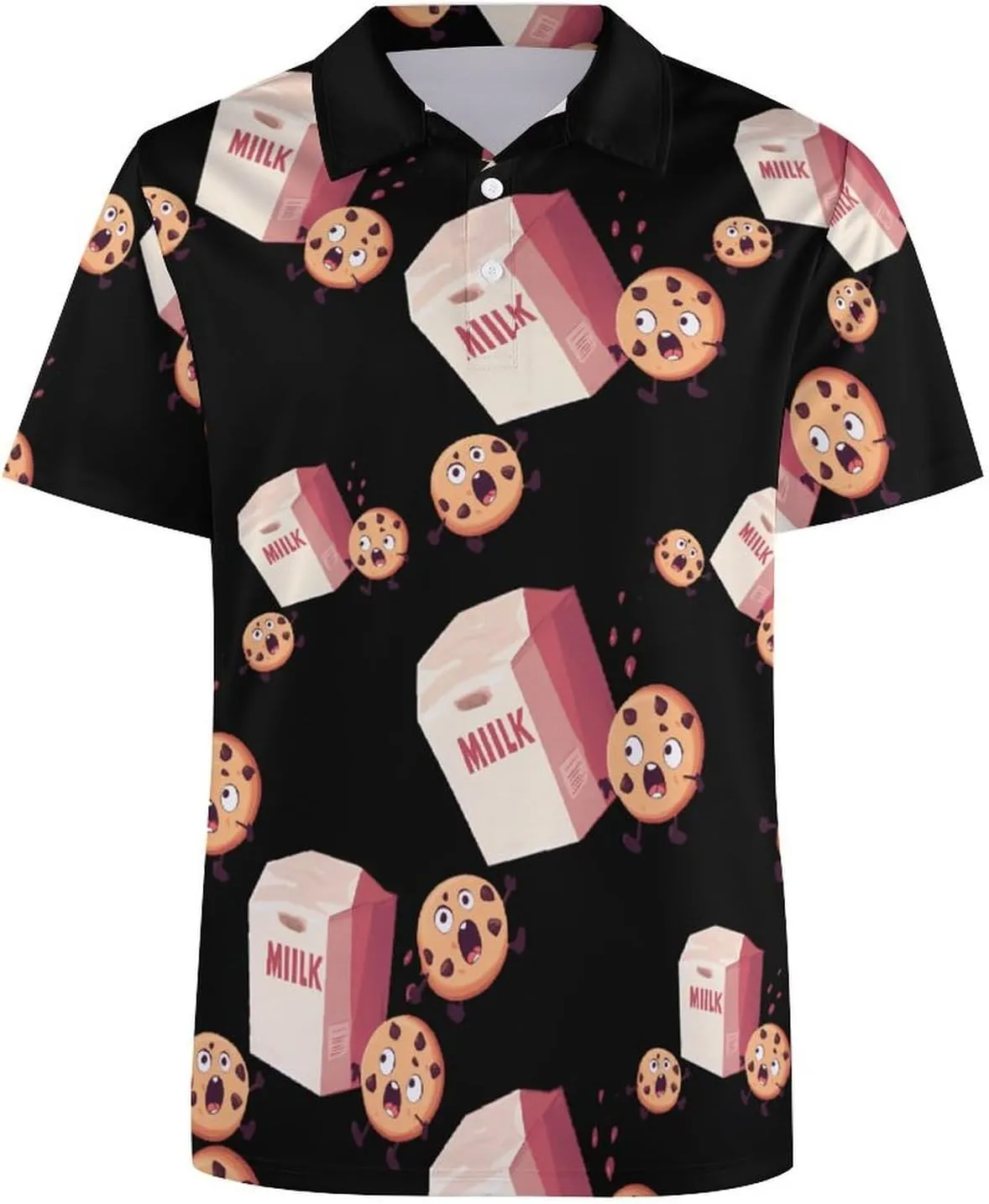 Milk And Biscuits Mens Polo Shirts Quick Dry Short Sleeve T-shirts Slim Tennis Collared Tees Tops