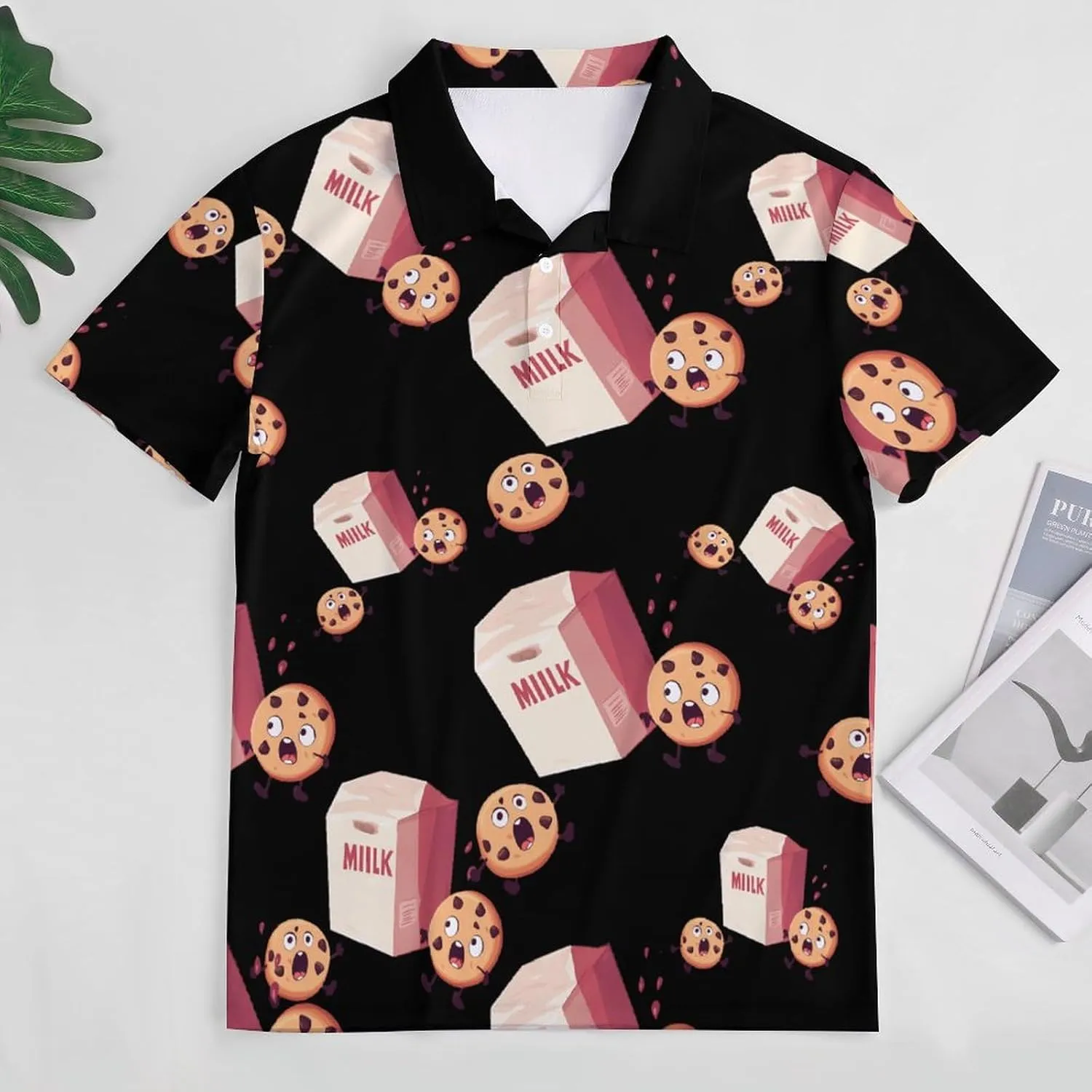 Milk And Biscuits Mens Polo Shirts Quick Dry Short Sleeve T-shirts Slim Tennis Collared Tees Tops
