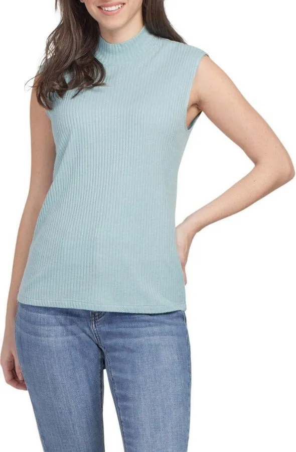 Mock Neck Ribbed Sleeveless