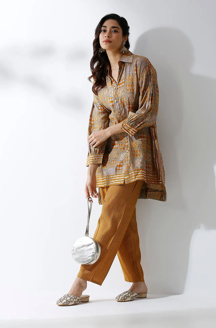 Mustard Printed Two Piece Set