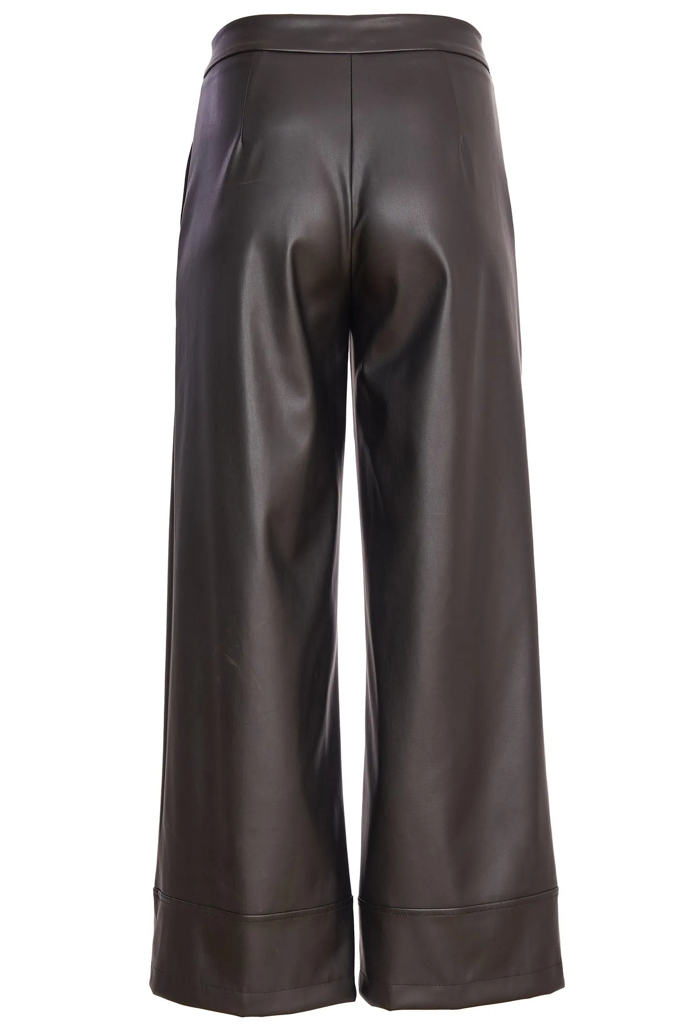 Naya 262 Black Wide Leg Zip Waist Leatherette Trouser