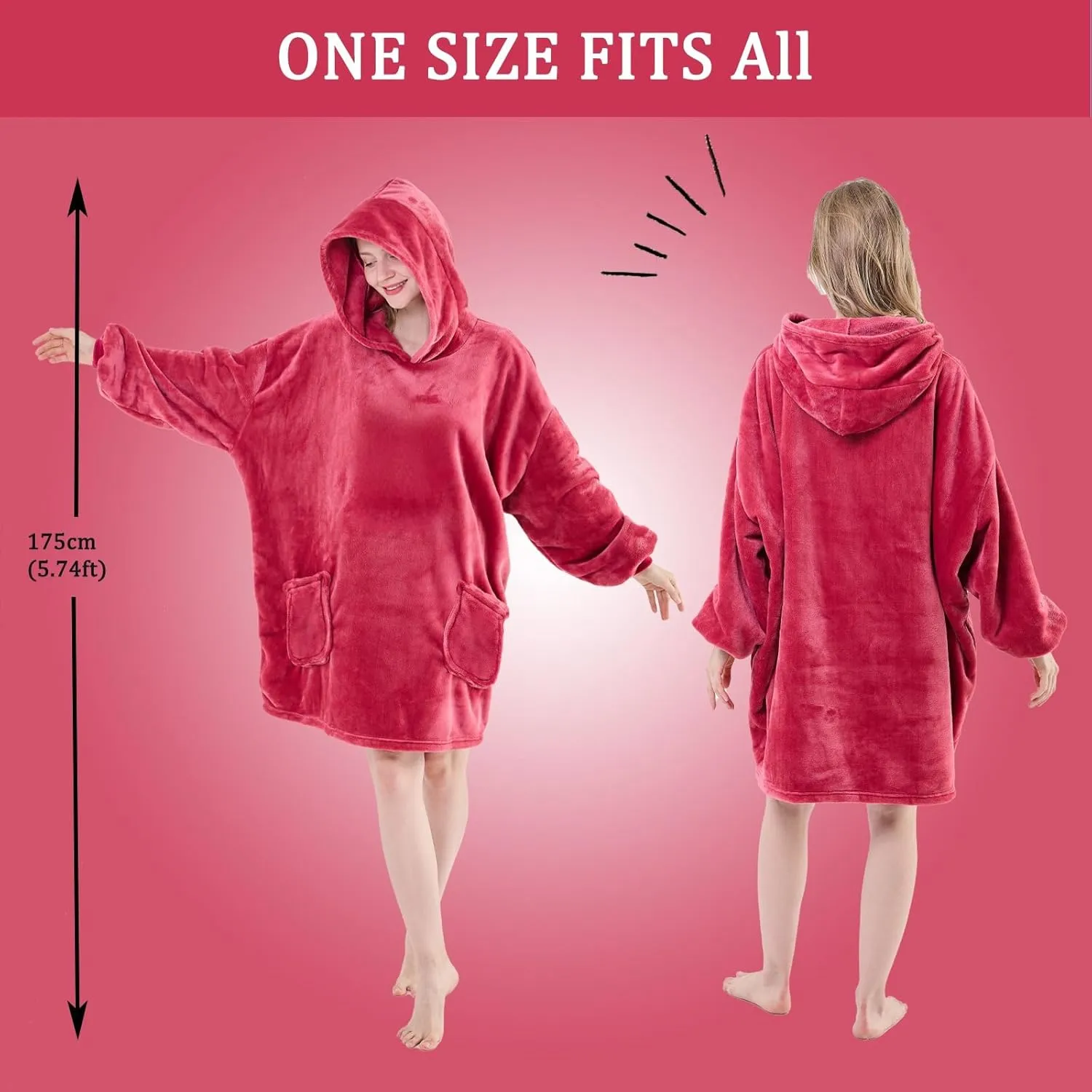 NEWCOSPLAY Wearable Blanket Hoodie Plush Cozy Oversized Sweatshirt with Pocket for Adult