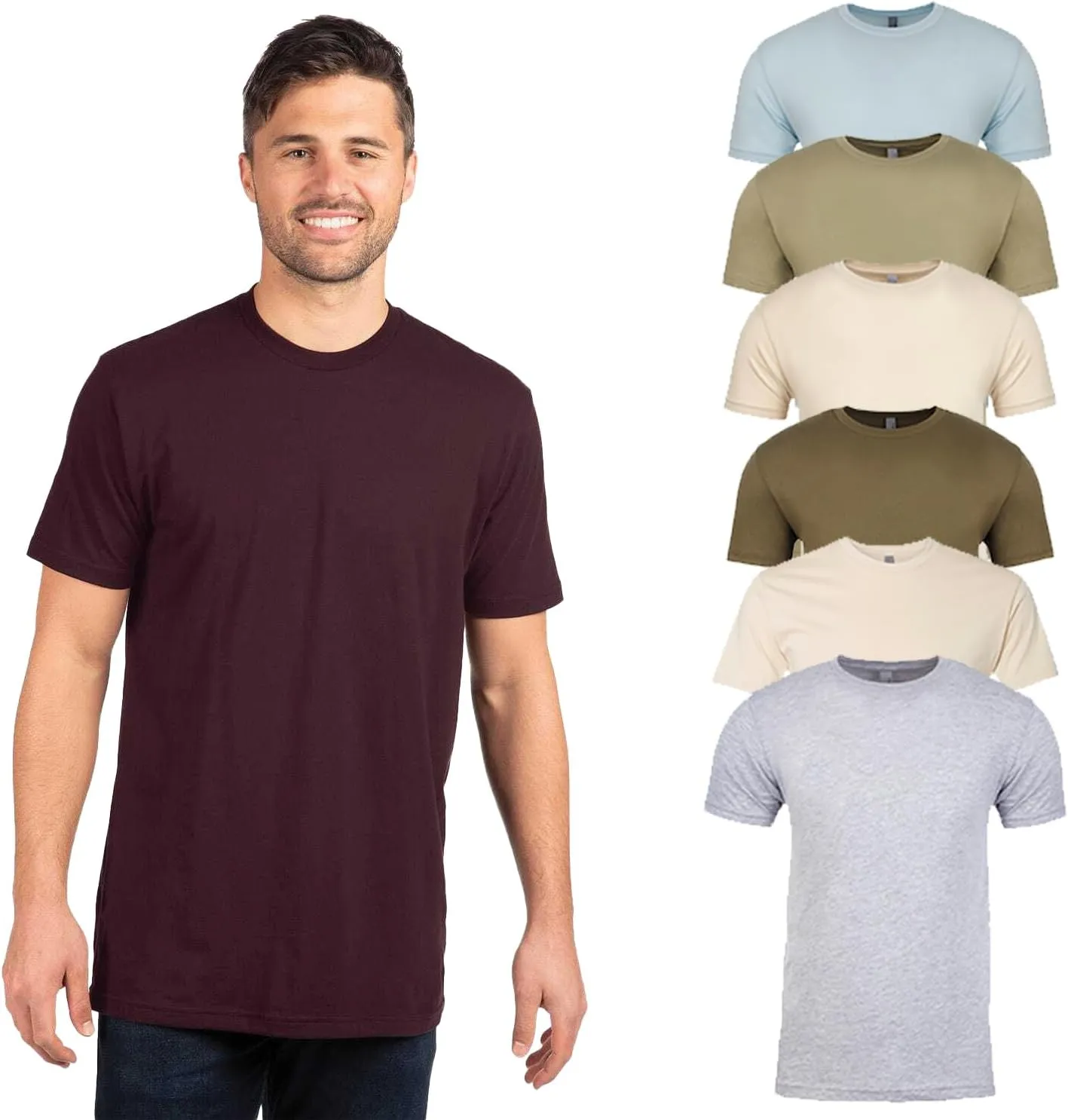 Next Level Apparel Unisex Cotton T-Shirt Short Sleeve Tee, Set of 6, 2XL Multicolor