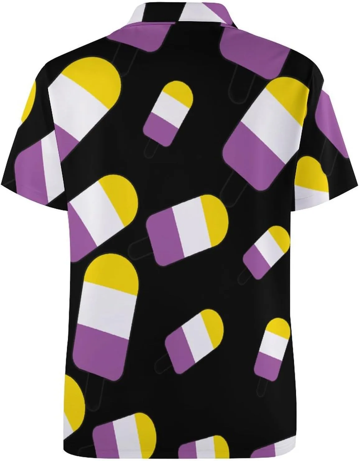 Non-Binary Flag Popsicles Mens Polo Shirts Quick Dry Short Sleeve T-shirts Slim Tennis Collared Tees Tops
